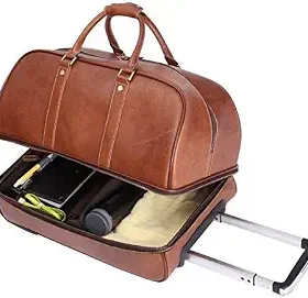 Leather Luggage travel duffle bag weekend overnight bag rolling suitcase