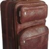 Brown Ostrich Print Leather 26" Expandable Suitcase with Wheels