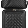 20in 2 Piece Set Travel Leather Softside Carry On Luggage Double Spinner Wheels Checked Suitcase