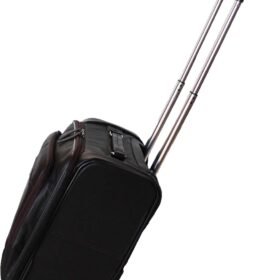 Handcrafted Leather Carry-On Travel Suitcase Wheels