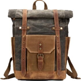 Vintage Style PU Leather Casual Laptop Backpack