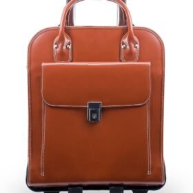 15" Leather Vertical Patented Detachable -Wheeled Ladies' Laptop Briefcase- - Brown
