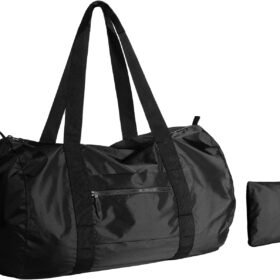pack all 32L Foldable Travel Duffel Bag, Lightweight Weekender Bag, Water Resistant Gym Bag (Black), Black,