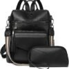 PU Leather Diaper Backpack with Changing Pad and Stroller Straps