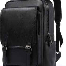 Leather Backpack, Vintage Flap Waterproof School Bag, Men's Leather Travel Backpack, Casual Backpack