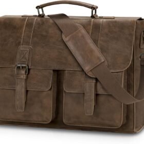 Leather Messenger Bag for Men 15.6 Inch Vintage Laptop Bag Waterproof Briefcases for Men Computer Bag Satchel for Work/Office