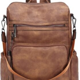 PU Leather Laptop Travel Backpack for Hiking and Day Trips