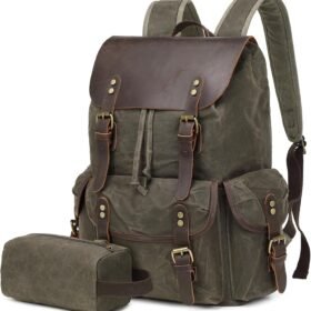 PU Leather Carry-On Travel Laptop Backpack for Men