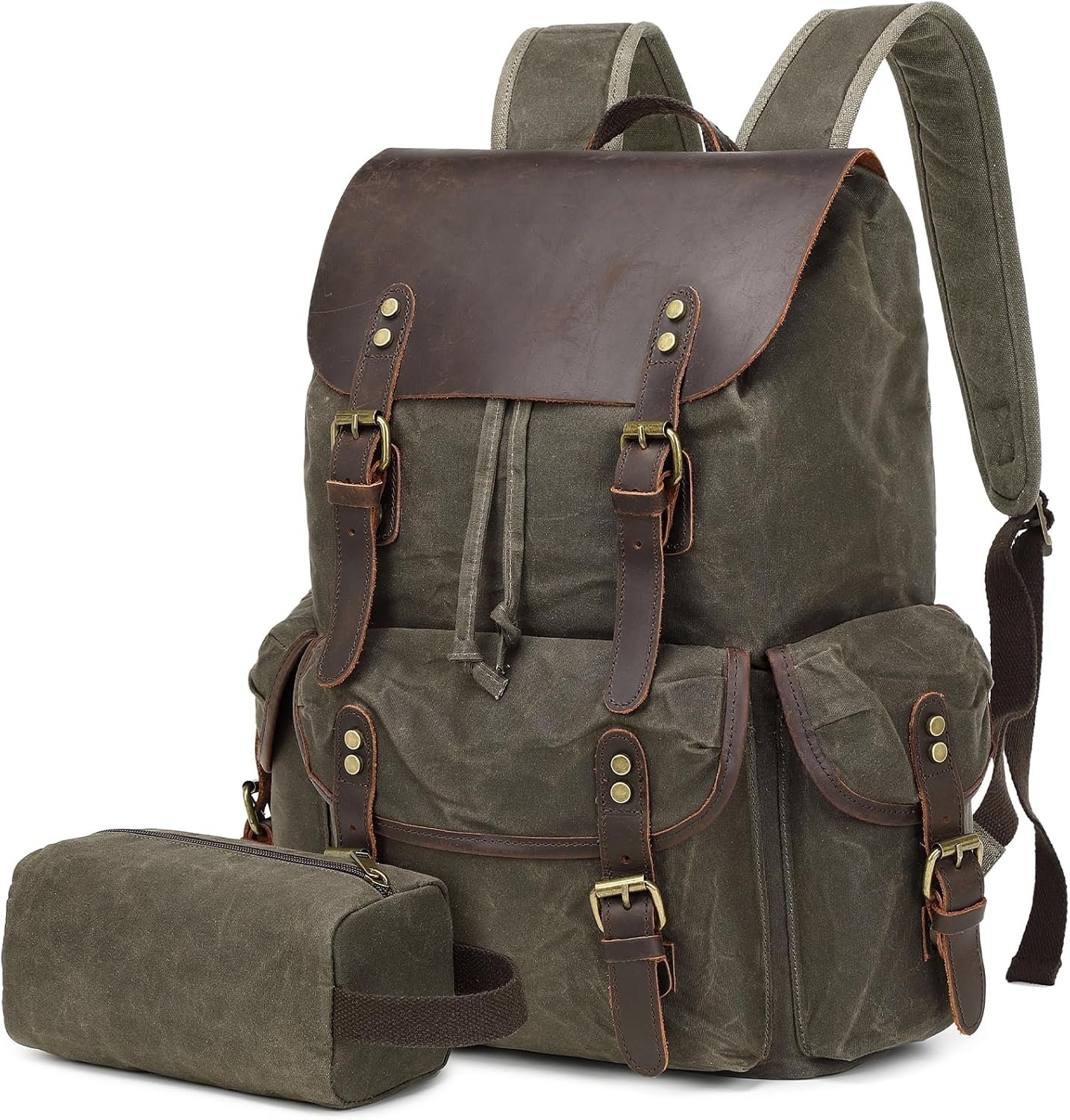 PU Leather Carry-On Travel Laptop Backpack for Men
