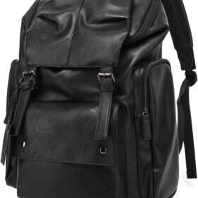 Water-Repellent PU Leather Business Laptop Backpack