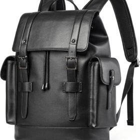 Waterproof PU Leather Laptop Backpack for Work and College